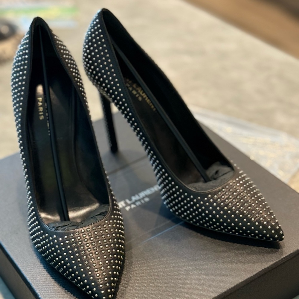Saint Laurent Black Studded Heels